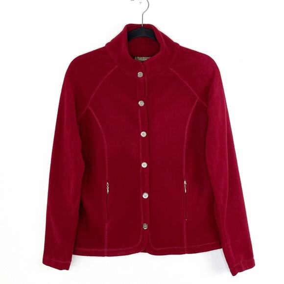 Jane Ashley Fleece High Collar Jacket Full Snap Medium - Picture 1 of 8